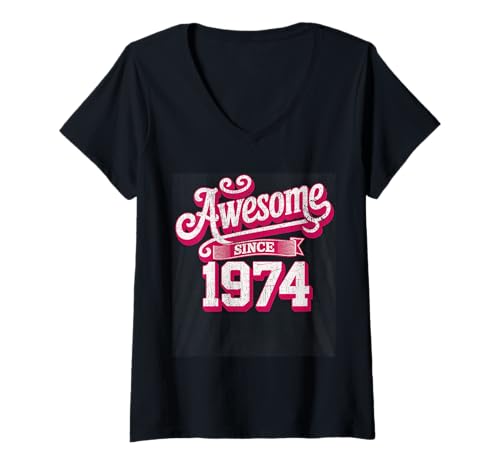 Damen Tolles Geschenk für den Geburtstag seit 1974 T-Shirt mit V-Ausschnitt Damen Tolles Geschenk für den Geburtstag seit 1974 T-Shirt mit V-Ausschnitt von Funny 1974 birthday gifts