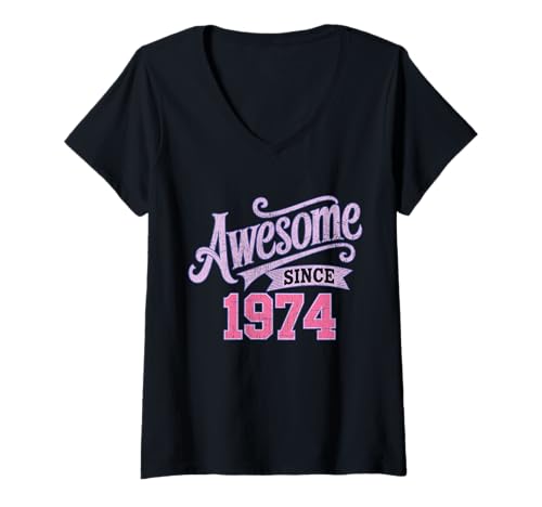 Damen Tolles Geschenk für den Geburtstag seit 1974 T-Shirt mit V-Ausschnitt Damen Tolles Geschenk für den Geburtstag seit 1974 T-Shirt mit V-Ausschnitt von Funny 1974 birthday gifts