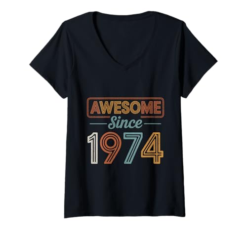 Damen Tolles Geschenk für den Geburtstag seit 1974 T-Shirt mit V-Ausschnitt Damen Tolles Geschenk für den Geburtstag seit 1974 T-Shirt mit V-Ausschnitt von Funny 1974 birthday gifts