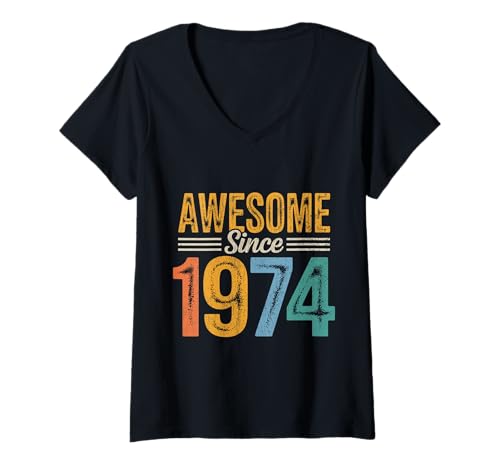 Damen Tolles Geschenk für den Geburtstag seit 1974 T-Shirt mit V-Ausschnitt Damen Tolles Geschenk für den Geburtstag seit 1974 T-Shirt mit V-Ausschnitt von Funny 1974 birthday gifts