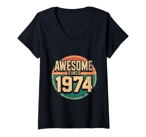 Damen Tolles Geschenk für den Geburtstag seit 1974 T-Shirt mit V-Ausschnitt Damen Tolles Geschenk für den Geburtstag seit 1974 T-Shirt mit V-Ausschnitt von Funny 1974 birthday gifts