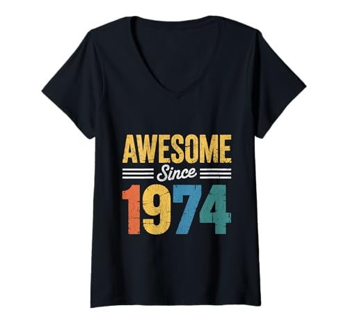 Damen Tolles Geschenk für den Geburtstag seit 1974 T-Shirt mit V-Ausschnitt Damen Tolles Geschenk für den Geburtstag seit 1974 T-Shirt mit V-Ausschnitt von Funny 1974 birthday gifts