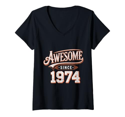 Damen Tolles Geschenk für den Geburtstag seit 1974 T-Shirt mit V-Ausschnitt Damen Tolles Geschenk für den Geburtstag seit 1974 T-Shirt mit V-Ausschnitt von Funny 1974 birthday gifts