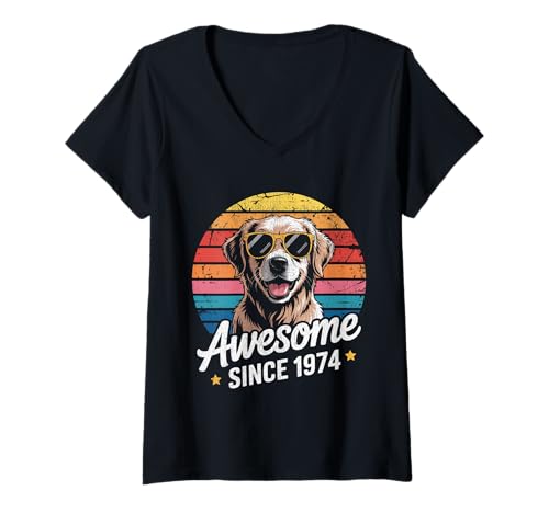 Damen Tolles Geschenk für den Geburtstag seit 1974 T-Shirt mit V-Ausschnitt Damen Tolles Geschenk für den Geburtstag seit 1974 T-Shirt mit V-Ausschnitt von Funny 1974 birthday gifts