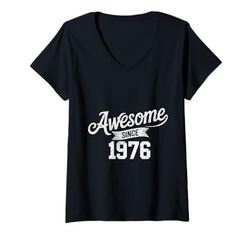 Damen Tolles Geschenk für den Geburtstag seit 1976 T-Shirt mit V-Ausschnitt von Funny 1976 birthday gifts