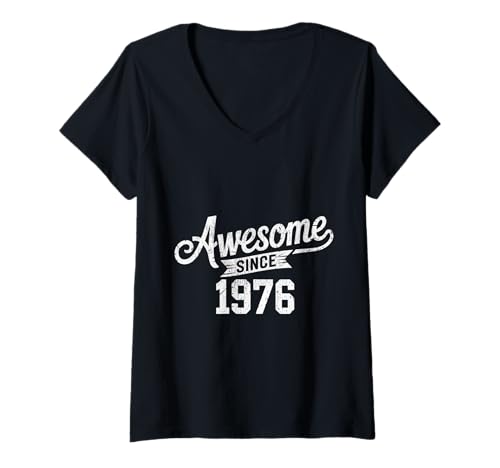 Damen Tolles Geschenk für den Geburtstag seit 1976 T-Shirt mit V-Ausschnitt Damen Tolles Geschenk für den Geburtstag seit 1976 T-Shirt mit V-Ausschnitt von Funny 1976 birthday gifts
