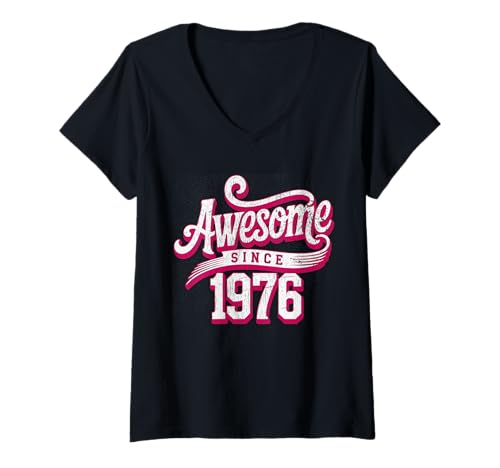 Damen Tolles Geschenk für den Geburtstag seit 1976 T-Shirt mit V-Ausschnitt von Funny 1976 birthday gifts