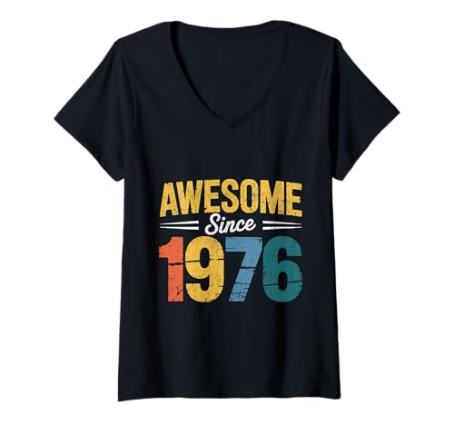 Damen Tolles Geschenk für den Geburtstag seit 1976 T-Shirt mit V-Ausschnitt von Funny 1976 birthday gifts