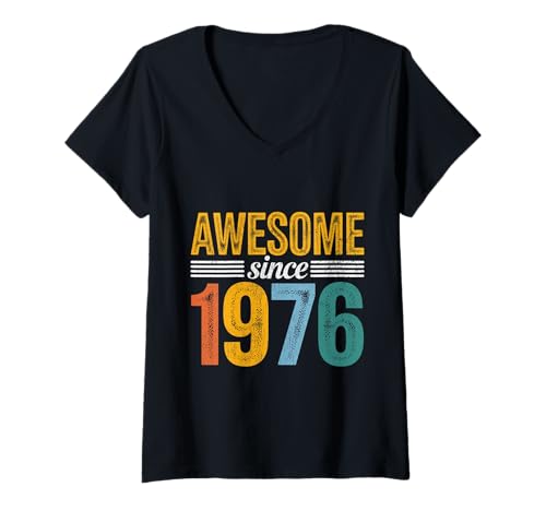 Damen Tolles Geschenk für den Geburtstag seit 1976 T-Shirt mit V-Ausschnitt von Funny 1976 birthday gifts