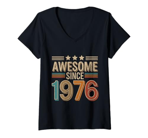 Damen Tolles Geschenk für den Geburtstag seit 1976 T-Shirt mit V-Ausschnitt Damen Tolles Geschenk für den Geburtstag seit 1976 T-Shirt mit V-Ausschnitt von Funny 1976 birthday gifts
