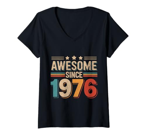 Damen Tolles Geschenk für den Geburtstag seit 1976 T-Shirt mit V-Ausschnitt von Funny 1976 birthday gifts