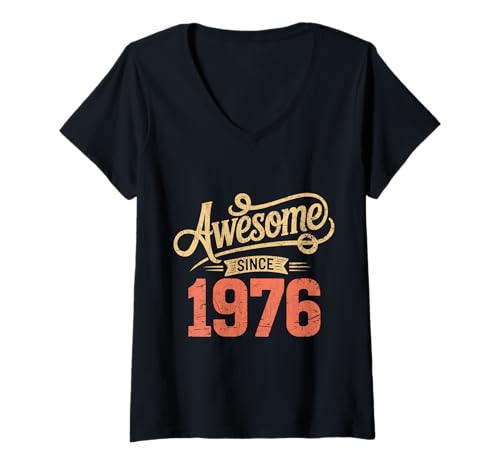 Damen Tolles Geschenk für den Geburtstag seit 1976 T-Shirt mit V-Ausschnitt von Funny 1976 birthday gifts