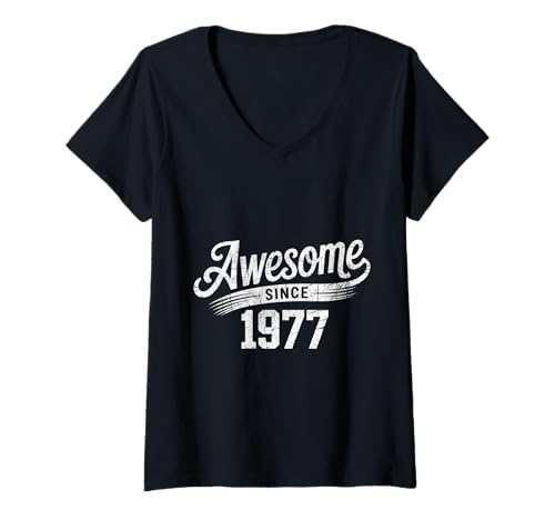 Damen Tolles Geschenk für den Geburtstag seit 1977 T-Shirt mit V-Ausschnitt Damen Tolles Geschenk für den Geburtstag seit 1977 T-Shirt mit V-Ausschnitt von Funny 1977 birthday gifts