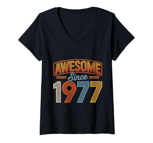 Damen Tolles Geschenk für den Geburtstag seit 1977 T-Shirt mit V-Ausschnitt Damen Tolles Geschenk für den Geburtstag seit 1977 T-Shirt mit V-Ausschnitt von Funny 1977 birthday gifts