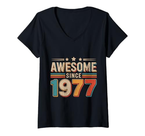 Damen Tolles Geschenk für den Geburtstag seit 1977 T-Shirt mit V-Ausschnitt Damen Tolles Geschenk für den Geburtstag seit 1977 T-Shirt mit V-Ausschnitt von Funny 1977 birthday gifts