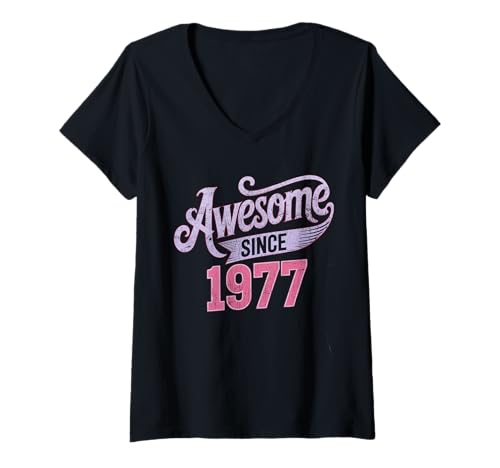 Damen Tolles Geschenk für den Geburtstag seit 1977 T-Shirt mit V-Ausschnitt Damen Tolles Geschenk für den Geburtstag seit 1977 T-Shirt mit V-Ausschnitt von Funny 1977 birthday gifts