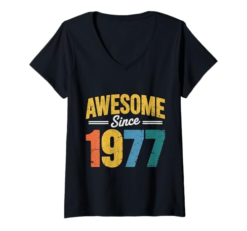 Damen Tolles Geschenk für den Geburtstag seit 1977 T-Shirt mit V-Ausschnitt Damen Tolles Geschenk für den Geburtstag seit 1977 T-Shirt mit V-Ausschnitt von Funny 1977 birthday gifts
