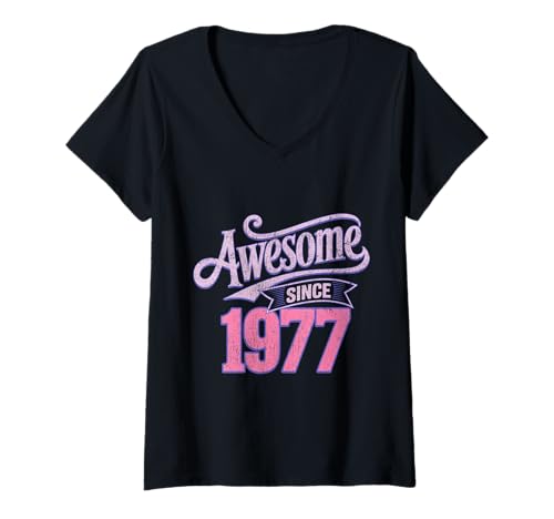 Damen Tolles Geschenk für den Geburtstag seit 1977 T-Shirt mit V-Ausschnitt Damen Tolles Geschenk für den Geburtstag seit 1977 T-Shirt mit V-Ausschnitt von Funny 1977 birthday gifts