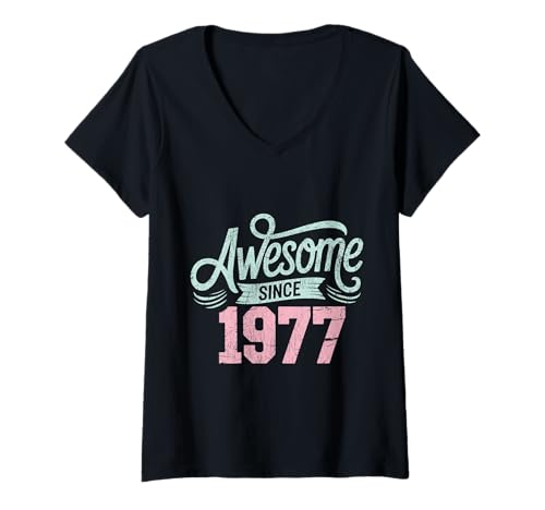 Damen Tolles Geschenk für den Geburtstag seit 1977 T-Shirt mit V-Ausschnitt Damen Tolles Geschenk für den Geburtstag seit 1977 T-Shirt mit V-Ausschnitt von Funny 1977 birthday gifts