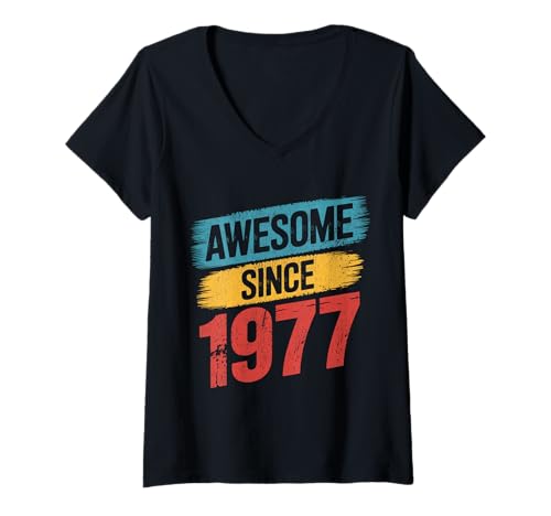 Damen Tolles Geschenk für den Geburtstag seit 1977 T-Shirt mit V-Ausschnitt Damen Tolles Geschenk für den Geburtstag seit 1977 T-Shirt mit V-Ausschnitt von Funny 1977 birthday gifts