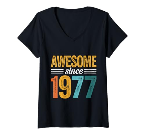 Damen Tolles Geschenk für den Geburtstag seit 1977 T-Shirt mit V-Ausschnitt Damen Tolles Geschenk für den Geburtstag seit 1977 T-Shirt mit V-Ausschnitt von Funny 1977 birthday gifts