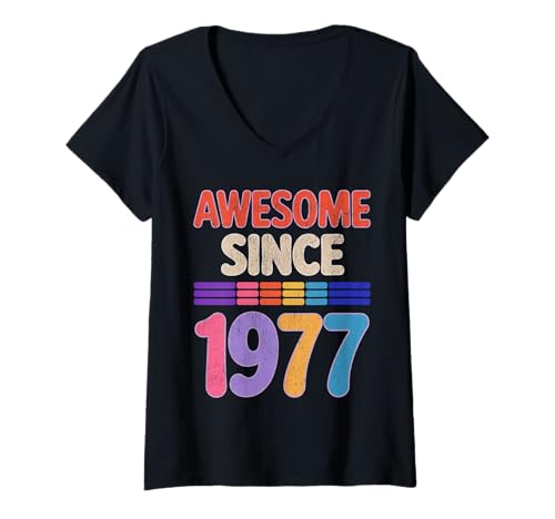 Damen Tolles Geschenk für den Geburtstag seit 1977 T-Shirt mit V-Ausschnitt Damen Tolles Geschenk für den Geburtstag seit 1977 T-Shirt mit V-Ausschnitt von Funny 1977 birthday gifts