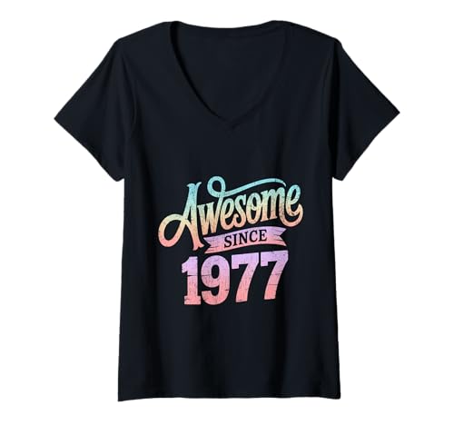 Damen Tolles Geschenk für den Geburtstag seit 1977 T-Shirt mit V-Ausschnitt Damen Tolles Geschenk für den Geburtstag seit 1977 T-Shirt mit V-Ausschnitt von Funny 1977 birthday gifts
