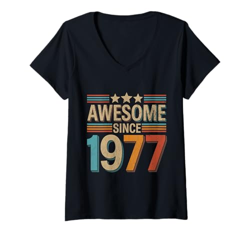 Damen Tolles Geschenk für den Geburtstag seit 1977 T-Shirt mit V-Ausschnitt Damen Tolles Geschenk für den Geburtstag seit 1977 T-Shirt mit V-Ausschnitt von Funny 1977 birthday gifts