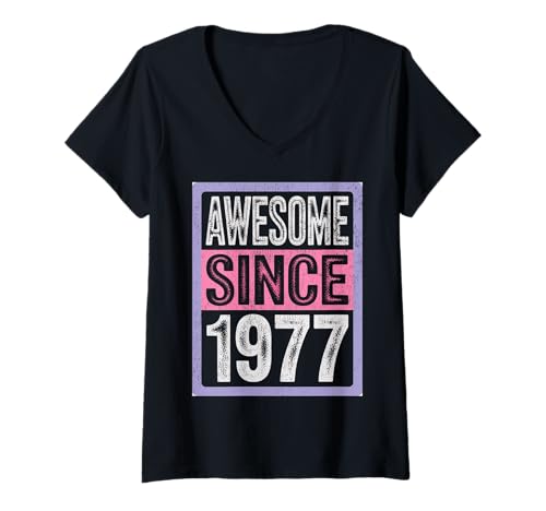 Damen Tolles Geschenk für den Geburtstag seit 1977 T-Shirt mit V-Ausschnitt Damen Tolles Geschenk für den Geburtstag seit 1977 T-Shirt mit V-Ausschnitt von Funny 1977 birthday gifts