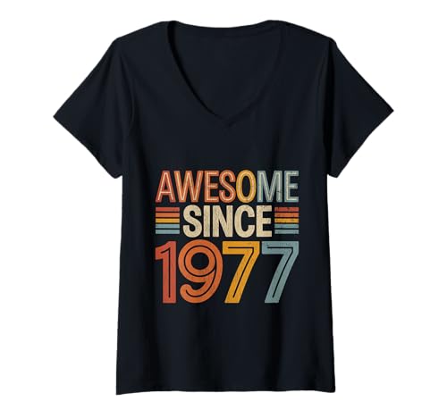 Damen Tolles Geschenk für den Geburtstag seit 1977 T-Shirt mit V-Ausschnitt Damen Tolles Geschenk für den Geburtstag seit 1977 T-Shirt mit V-Ausschnitt von Funny 1977 birthday gifts