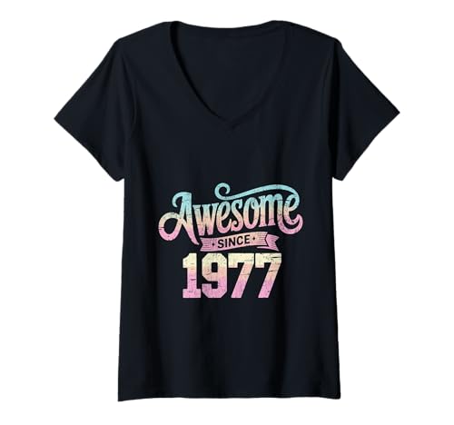 Damen Tolles Geschenk für den Geburtstag seit 1977 T-Shirt mit V-Ausschnitt Damen Tolles Geschenk für den Geburtstag seit 1977 T-Shirt mit V-Ausschnitt von Funny 1977 birthday gifts
