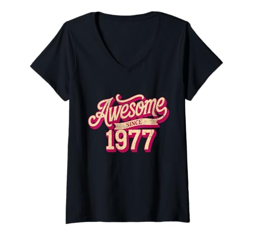 Damen Tolles Geschenk für den Geburtstag seit 1977 T-Shirt mit V-Ausschnitt Damen Tolles Geschenk für den Geburtstag seit 1977 T-Shirt mit V-Ausschnitt von Funny 1977 birthday gifts