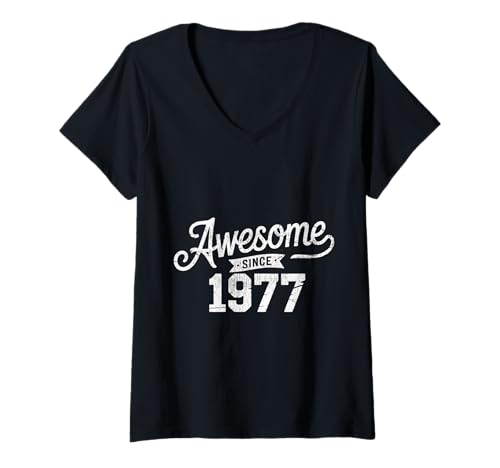Damen Tolles Geschenk für den Geburtstag seit 1977 T-Shirt mit V-Ausschnitt Damen Tolles Geschenk für den Geburtstag seit 1977 T-Shirt mit V-Ausschnitt von Funny 1977 birthday gifts