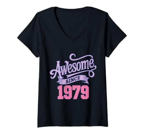 Damen Tolles Geschenk seit 1979 Geburtstag 1979 T-Shirt mit V-Ausschnitt von Funny 1979 birthday gifts