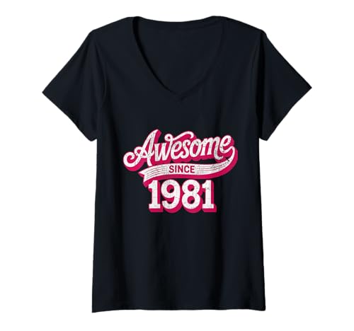 Damen Tolles Geschenk für Geburtstage von 1981 T-Shirt mit V-Ausschnitt Damen Tolles Geschenk für Geburtstage von 1981 T-Shirt mit V-Ausschnitt von Funny 1981 birthday gifts