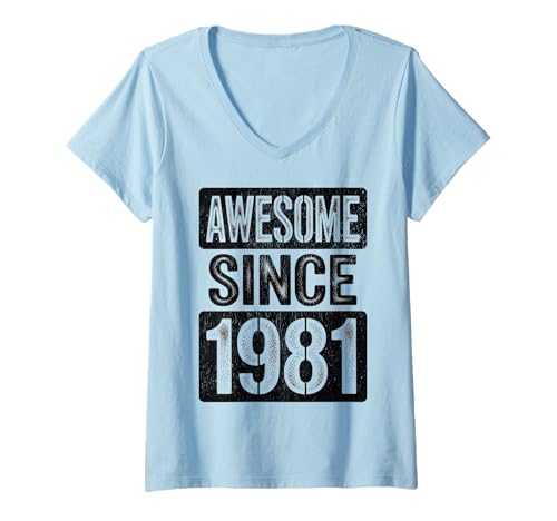 Damen Tolles Geschenk für Geburtstage von 1981 T-Shirt mit V-Ausschnitt Damen Tolles Geschenk für Geburtstage von 1981 T-Shirt mit V-Ausschnitt von Funny 1981 birthday gifts