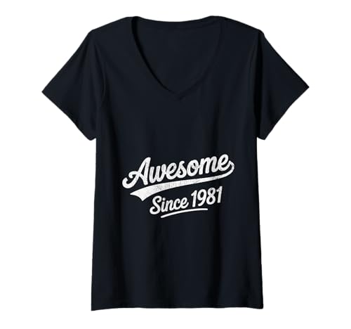 Damen Tolles Geschenk für Geburtstage von 1981 T-Shirt mit V-Ausschnitt Damen Tolles Geschenk für Geburtstage von 1981 T-Shirt mit V-Ausschnitt von Funny 1981 birthday gifts