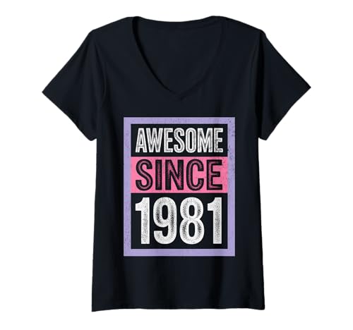Damen Tolles Geschenk für Geburtstage von 1981 T-Shirt mit V-Ausschnitt Damen Tolles Geschenk für Geburtstage von 1981 T-Shirt mit V-Ausschnitt von Funny 1981 birthday gifts