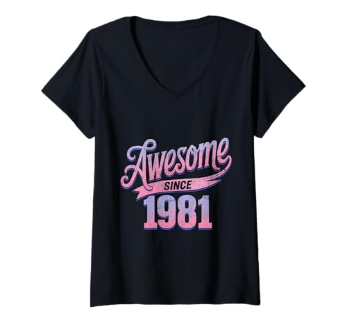 Damen Tolles Geschenk für Geburtstage von 1981 T-Shirt mit V-Ausschnitt Damen Tolles Geschenk für Geburtstage von 1981 T-Shirt mit V-Ausschnitt von Funny 1981 birthday gifts