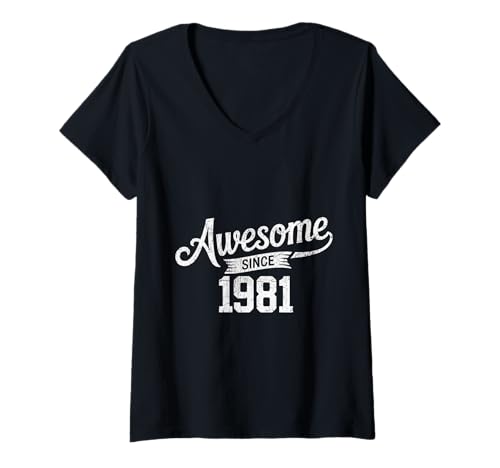 Damen Tolles Geschenk für Geburtstage von 1981 T-Shirt mit V-Ausschnitt Damen Tolles Geschenk für Geburtstage von 1981 T-Shirt mit V-Ausschnitt von Funny 1981 birthday gifts