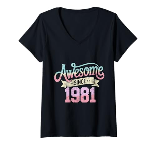 Damen Tolles Geschenk für Geburtstage von 1981 T-Shirt mit V-Ausschnitt Damen Tolles Geschenk für Geburtstage von 1981 T-Shirt mit V-Ausschnitt von Funny 1981 birthday gifts