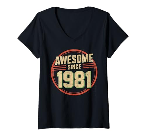 Damen Tolles Geschenk für Geburtstage von 1981 T-Shirt mit V-Ausschnitt Damen Tolles Geschenk für Geburtstage von 1981 T-Shirt mit V-Ausschnitt von Funny 1981 birthday gifts
