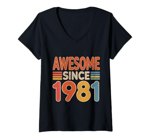 Damen Tolles Geschenk für Geburtstage von 1981 T-Shirt mit V-Ausschnitt Damen Tolles Geschenk für Geburtstage von 1981 T-Shirt mit V-Ausschnitt von Funny 1981 birthday gifts