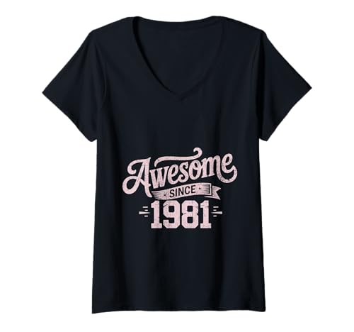 Damen Tolles Geschenk für Geburtstage von 1981 T-Shirt mit V-Ausschnitt Damen Tolles Geschenk für Geburtstage von 1981 T-Shirt mit V-Ausschnitt von Funny 1981 birthday gifts