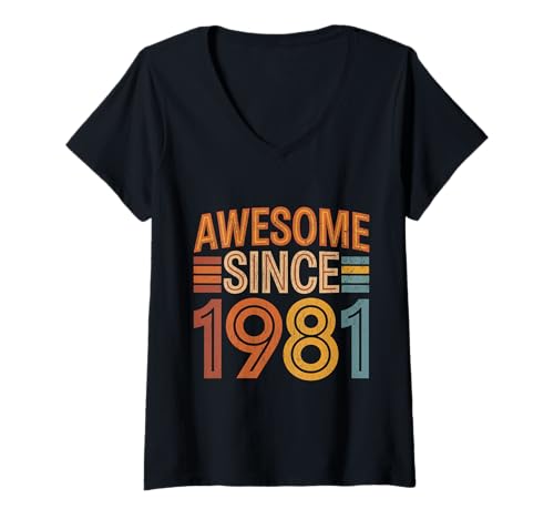 Damen Tolles Geschenk für Geburtstage von 1981 T-Shirt mit V-Ausschnitt Damen Tolles Geschenk für Geburtstage von 1981 T-Shirt mit V-Ausschnitt von Funny 1981 birthday gifts