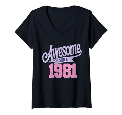 Damen Tolles Geschenk für Geburtstage von 1981 T-Shirt mit V-Ausschnitt Damen Tolles Geschenk für Geburtstage von 1981 T-Shirt mit V-Ausschnitt von Funny 1981 birthday gifts
