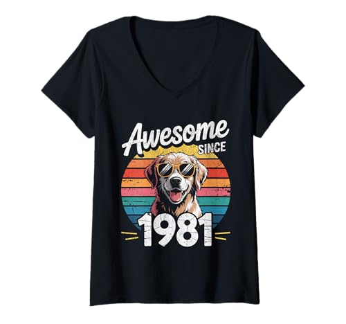 Damen Tolles Geschenk für Geburtstage von 1981 T-Shirt mit V-Ausschnitt Damen Tolles Geschenk für Geburtstage von 1981 T-Shirt mit V-Ausschnitt von Funny 1981 birthday gifts
