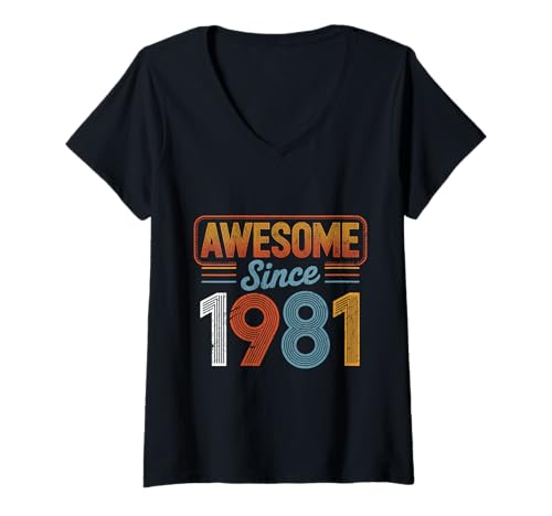 Damen Tolles Geschenk für Geburtstage von 1981 T-Shirt mit V-Ausschnitt Damen Tolles Geschenk für Geburtstage von 1981 T-Shirt mit V-Ausschnitt von Funny 1981 birthday gifts
