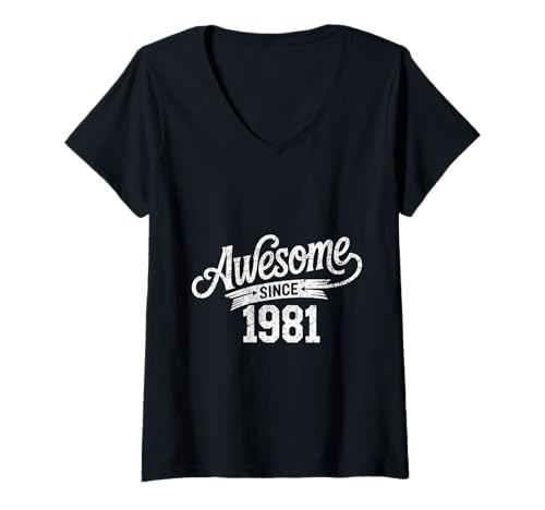 Damen Tolles Geschenk für Geburtstage von 1981 T-Shirt mit V-Ausschnitt Damen Tolles Geschenk für Geburtstage von 1981 T-Shirt mit V-Ausschnitt von Funny 1981 birthday gifts