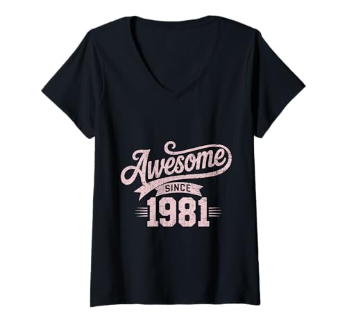 Damen Tolles Geschenk für Geburtstage von 1981 T-Shirt mit V-Ausschnitt Damen Tolles Geschenk für Geburtstage von 1981 T-Shirt mit V-Ausschnitt von Funny 1981 birthday gifts
